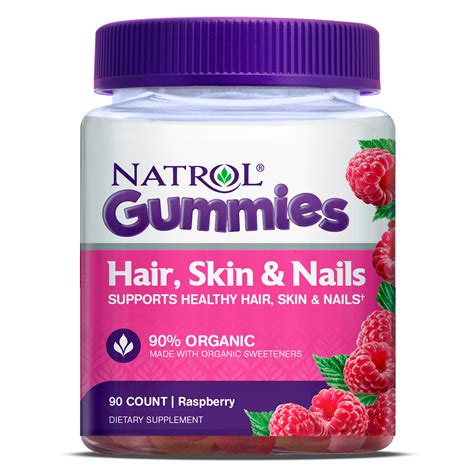 natrol natrol hair skin and nails gummies beauty raspberry 90ct