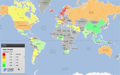 average male height world map  mapporn