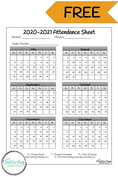 attendance calendar   calendar printable