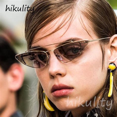 small narrow cat eye sunglasses women 2019 italy brand ladies shades