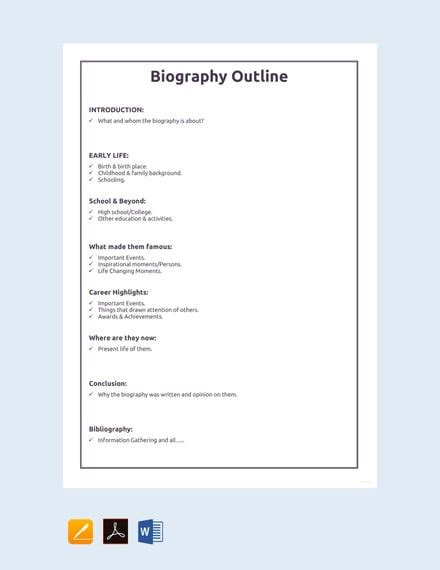 biography templates   excel