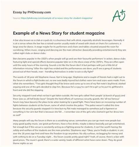 news story  student magazine phdessaycom