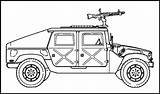 Hmmwv Army Military Coloring M1025 Carrier Truck Template Ambulance Load Vehicle Armament Sketch Figure sketch template
