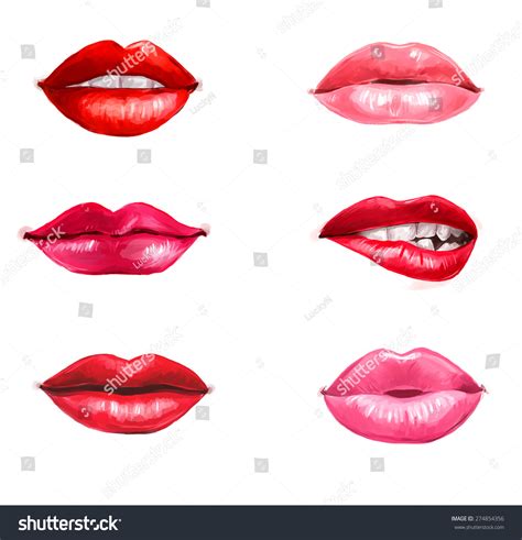 Lips Set Isolated On White Background Stock Illustration