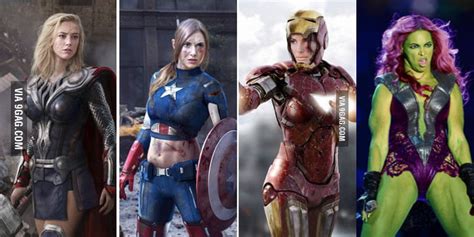 i saw a post then i complete it avengers female version 9gag