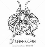 Capricorn Coloring Astrology Zodiac Chibi Sign Designlooter Astrological Manga Character Illustration Vector 470px 07kb sketch template