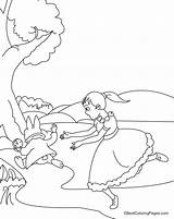 Rabbit Ran Alice Behind Coloring sketch template