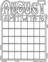 August Printable Doodle Calendars Calendar Coloring Pages Monthly Alley Classroom Kids Doodles Month Printables Print Calender Months Cute Colouring Preschool sketch template