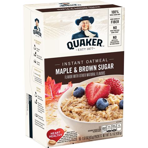 quaker instant oatmeal maple brown sugar  packets walmartcom