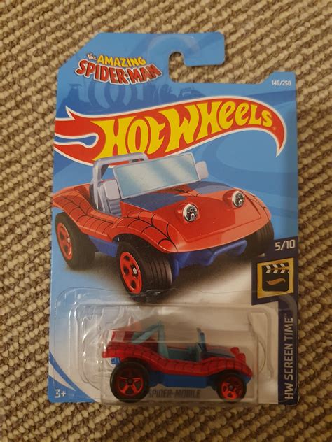 Spider Mobile In Red Hw Screen Time Car Collector Hot Wheels Super My