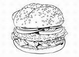 Hamburger Clipart Burger Coloring Drawing Pages Vector Outline 1939 Cartoon Food Dog Burgers Fries Clip Cliparts Library Chips Drawings Paintingvalley sketch template