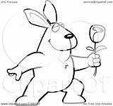 Rose Jackalope Coloring Rabbit Presenting Clipart Cartoon Amorous Single Red Romantic Pages Thoman Cory Outlined Vector 2021 Template Clipartof sketch template