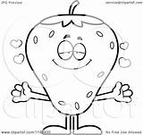Mascot Strawberry Loving Cartoon Outlined Coloring Vector Cory Thoman Clipart Royalty sketch template