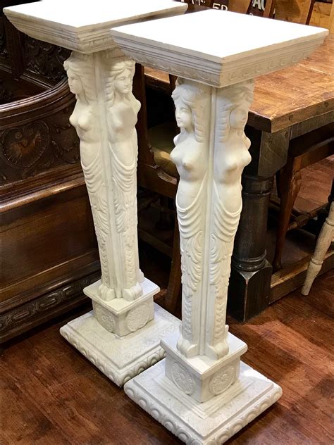 pair  decorative marble pedestal stands decorative antiques