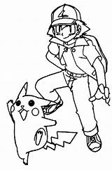 Coloring Pikachu Pokemon Pages Satoshi sketch template