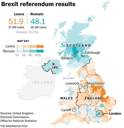 map shows britains striking geographical divide  brexit  washington post