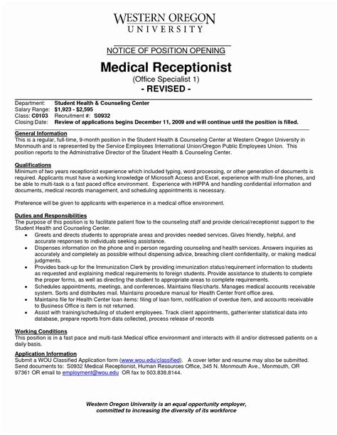 front desk clerk resume fresh medical receptionist resume