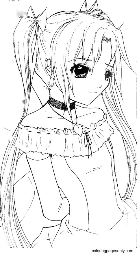 long hair anime girl coloring page page  kids  adults coloring home