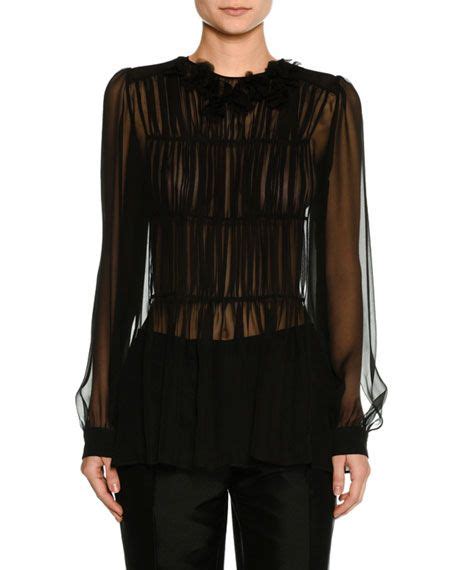 No 21 Long Sleeve Pleated Sheer Chiffon Blouse And Matching Items In