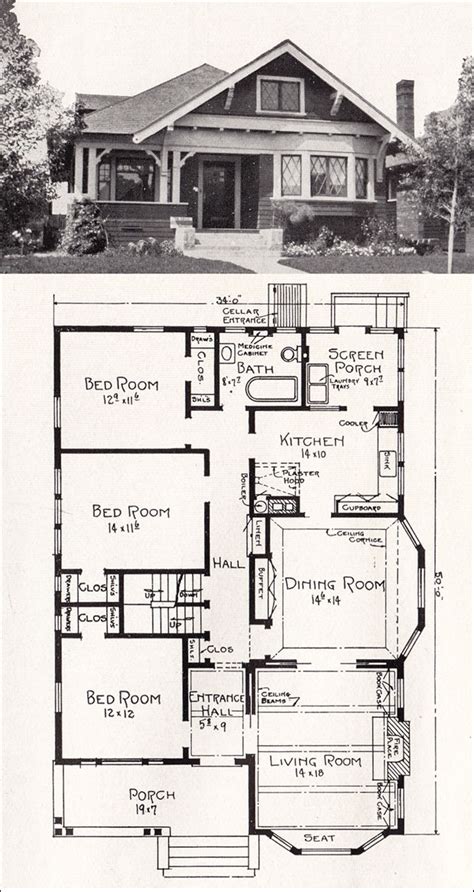 transitional bungalow floor plan   cottage house plan    stillwell vintage los