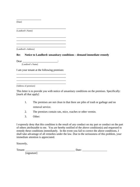 letter tenant landlord  template pdffiller