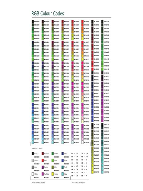 rgb color codes chart
