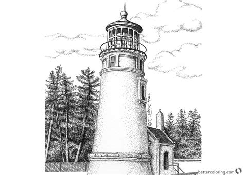 lighthouse coloring pages realistic drawing  printable coloring pages