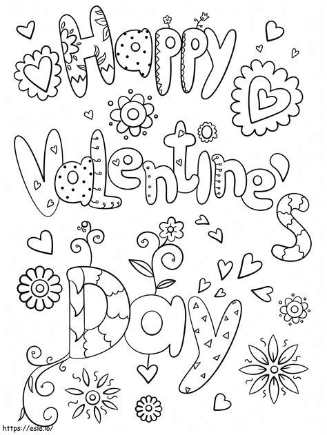 happy valentines day doodle coloring page