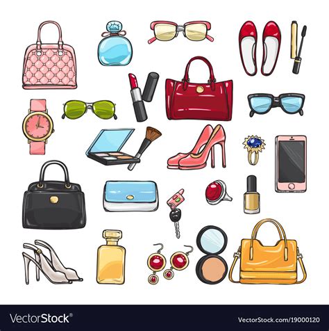 collection  fashion accessories women  vector image