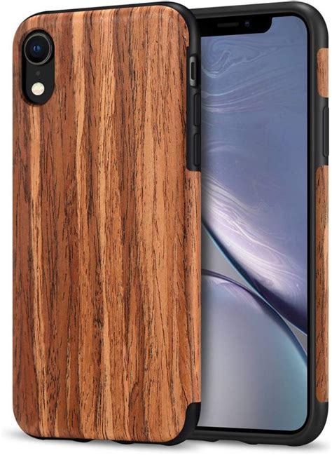 bolcom apple iphone xr hoesje hout case siliconen tpu soft gel houten hoes van icall rood