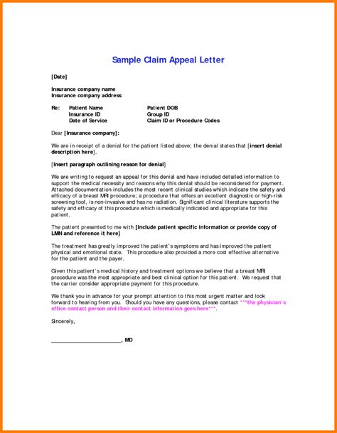 insurance appeal letter templates  letter template collection