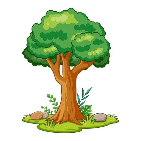 green tree cartoon isolated  white background vector illustration