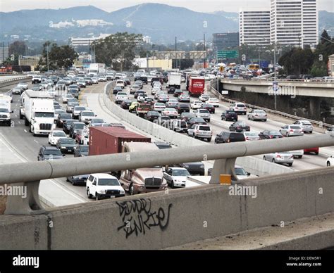 los angeles traffic jam  res stock photography  images alamy