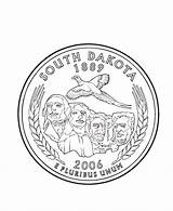 Dakota South Quarter Coloring State Pages Printables Sd States Usa Go Print Next Back sketch template