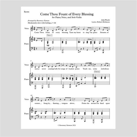 thou fount   blessing hymn sheet  archives rosemary siemens official
