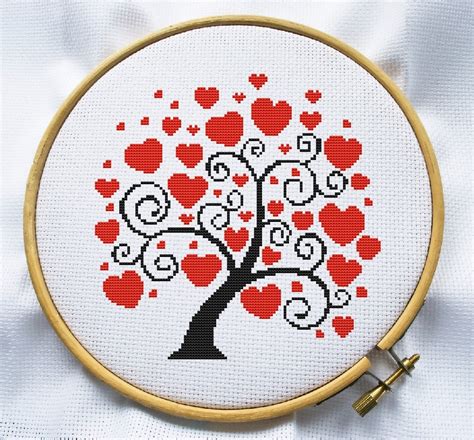 love tree cross stitch pattern counted cross stitch pattern