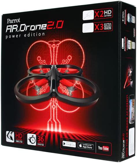 parrot ardrone  power edition  batteries red drone