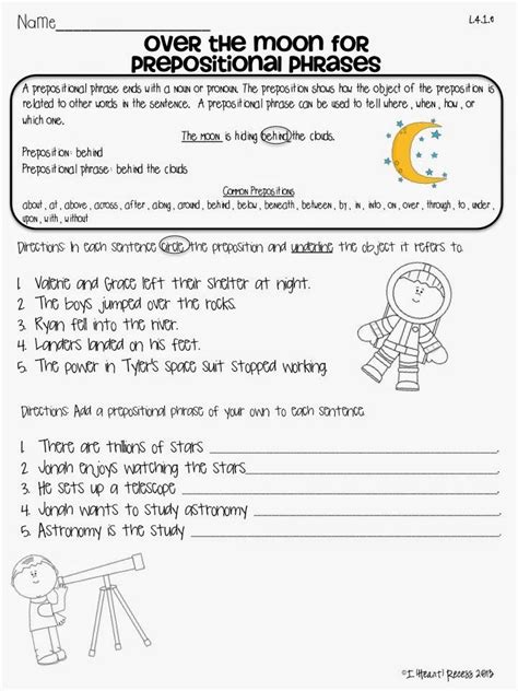 worksheet wednesdayfreebie prepositional phrases worksheets words