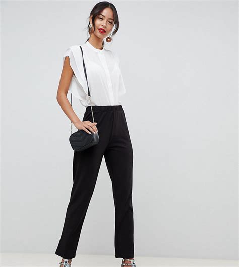 asos design tall smaltoelopende broek zonder sluiting van jersey crepe zwart tall fashion