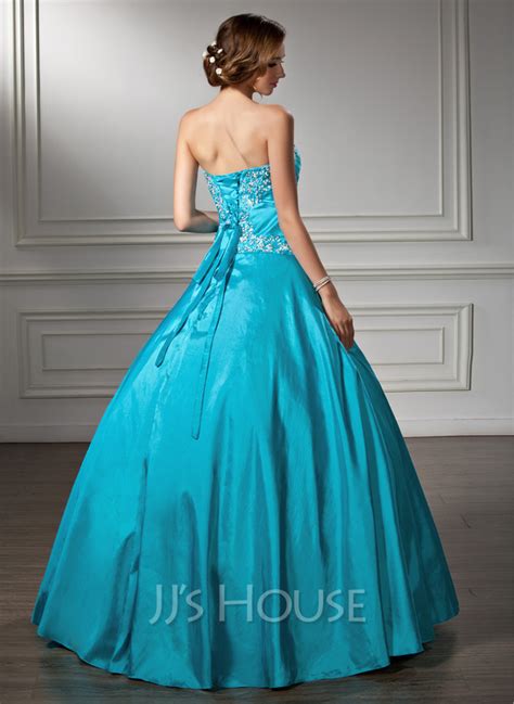 Ball Gown Sweetheart Floor Length Taffeta Quinceanera Dress With
