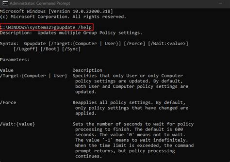 gpupdate force   depth overview   command  utility troubleshooting central