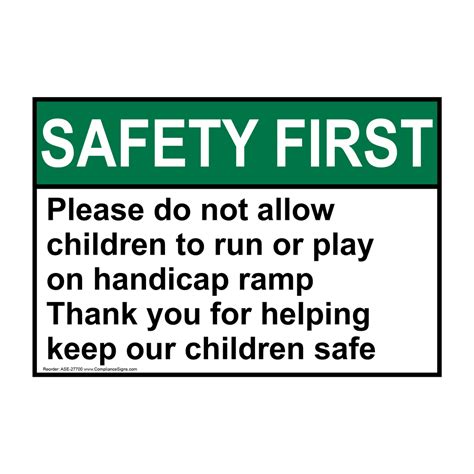 safety  sign     children ansi facilities