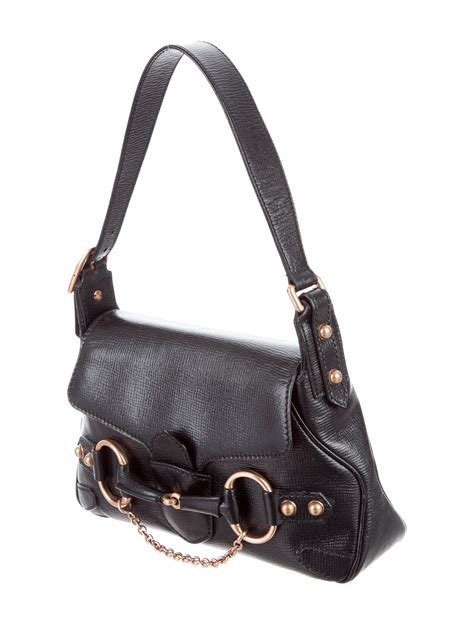 gucci leather horsebit handle bag handbags guc  realreal