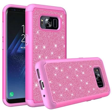 samsung galaxy  case slim luxury glitter bling cover  hd screen protector dual layer