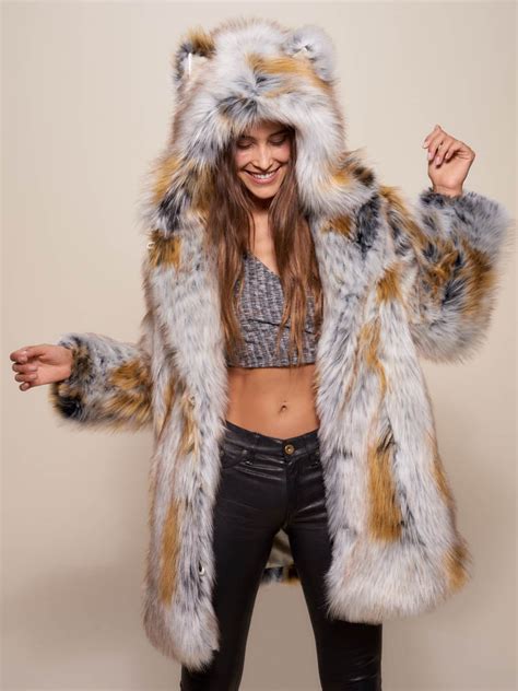 spirithoods faux fur womens coat  hood ears classic arctic fox