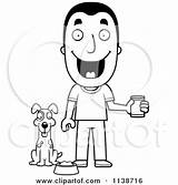 Man Dog Feeding Happy His Clipart Cory Thoman Outlined Coloring Cartoon Vector sketch template