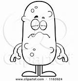 Pickle Mascot Sick Coloring Cartoon Outlined Vector Cory Thoman Holding Sign Depressed Mad Clipartof sketch template