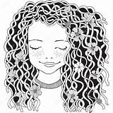 Girl Curly Hair Baby Long Stock Coloring Illustration Vector Clip Illustrations Cute Book Depositphotos Similar sketch template