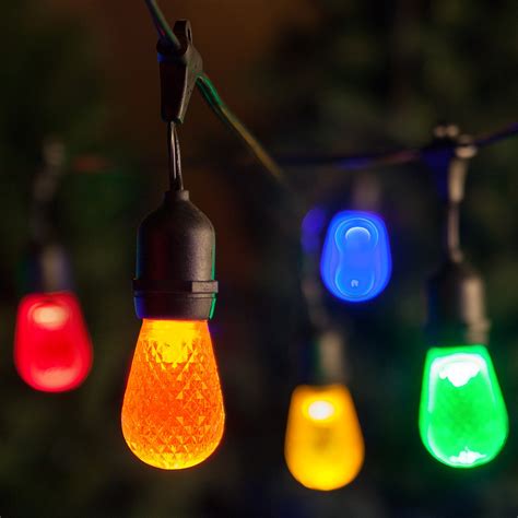 commercial patio string lights multicolor  led bulbs suspended yard envy