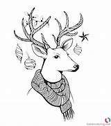 Coloring Pages Hipster Deer Scarf Three Kids Printable Adults sketch template